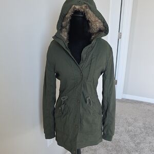 Hollister Green Fur-Lined Utility Jacket